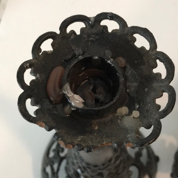 Japanese Forged Iron Candlesticks Candle Holders Gothic Japanese  5LBS Filigree - Picture 9 of 12